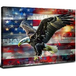 Retro American Flag Eagle à tête blanche US Military Wall Art Toivas Impressions