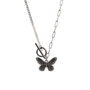 Collier papillon en argent antique rétro, fermoir à boucle OT, pendentifs, chaînes, bijoux à la mode pour femmes, cadeau de sable