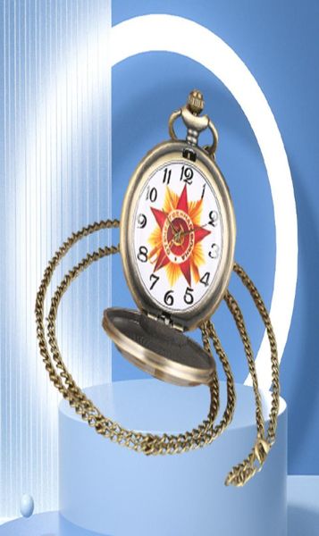 RETRO Relojes antiguos de la USSS Soviets Soviet Hammer Style Quartz Pocket Watch CCCP Russia Emblem Communism logotipo de la cubierta 8426068