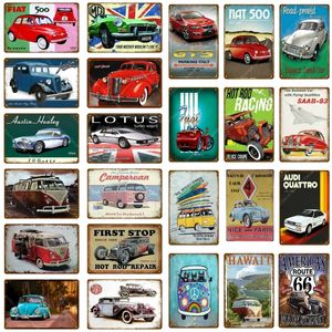 Retro Art Painting Classic Campervan Travel Auto Metal Signs Aloha Hawaii Wagon Car Vintage Tin Poster Pub Bar Garage Room Home Decor Tin Bord Maat 30x20cm W02