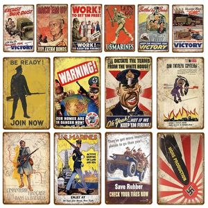 Peinture d'art rétro Avertissement Victoire US Marines Métal Tin Sign Russie Militaire Politique Armée Soldat Affiche Art Plaque Vintage Chambre Décoration Murale Taille 30X20CM w02