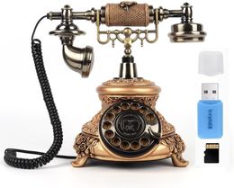 Enregistreur téléphonique avec livre d'or audio rétro, un excellent ajout à toutes les occasions spéciales – Idée de mariage, livre d'or alternatif pour fête de mariage (cuivre doré)