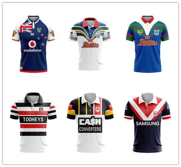 Rétro Australie Warriors Roosters Reds Seagulls Rugby Polo Home Away Chemises d'entraînement pour hommes Taille S-5XL