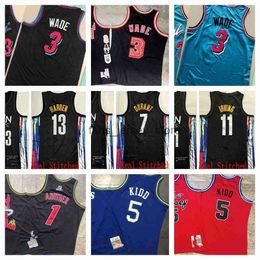 Retro authentieke Ed basketbalshirts 5 Jason 7 Kevin Kidd Durant 11 Kyrie 13 James Irving Harden 3 Dwyane 15 Vince Wade Carter