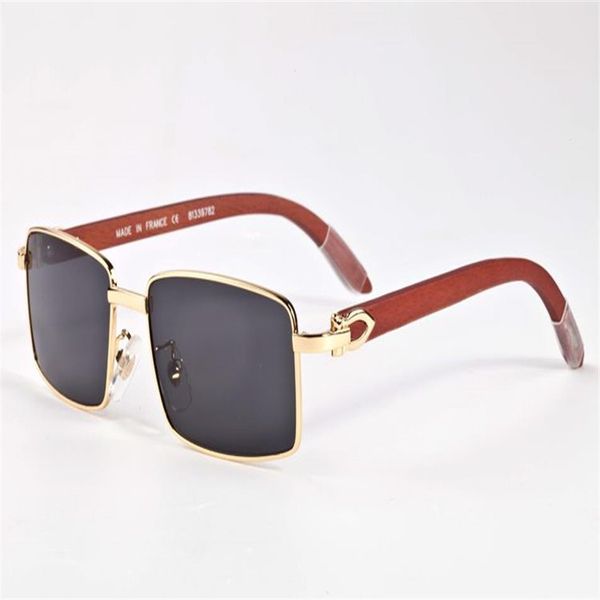 Retro Bamboo Wood Sunglasses Mens Women Fashion Sports Fashion Buffle Buffles Gold Silver Frame Miroir Soleil Souilles avec Shodes Box Lunett3033