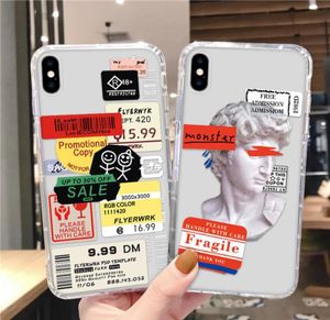 Retro Bar Code Labecell Phone Cases LWith Airbag -covers voor iPhone 12 11 Pro Max XR XS X 8 7 6 Plus Soft TPU -cover Hele DHL F6840805