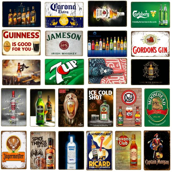 Retro Bar Décoration Ice Cold Beer signes Tin Plaque métal Peinture Whisky Vin Poster Pub Casino Accueil Mur Vintage Décor YQ096 C0926