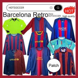 Rétro Barcelone Maillots de football à manches longues 96 97 98 99 100ème maillot classique RIVALDO RONALDO GUARDIOLA RONALDINHO 05 06 08 09 10 11 14 XAVI MESSIS maillot de football