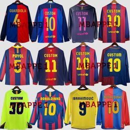 Retro BarcelonaS Camisetas de fútbol de manga larga Barça 96 97 08 09 10 11 XAVI RONALDINHO RONALDO Finales clásico maillot de foot 12 13 14 15 16 17 Camiseta de fútbol vintage