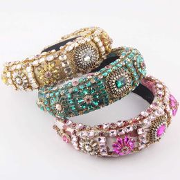 Retro Barok Hoofdband Crystal Diamond Fluwelen Haarband Glitter Double Rows Beaded Rhinestone Headbands X0726