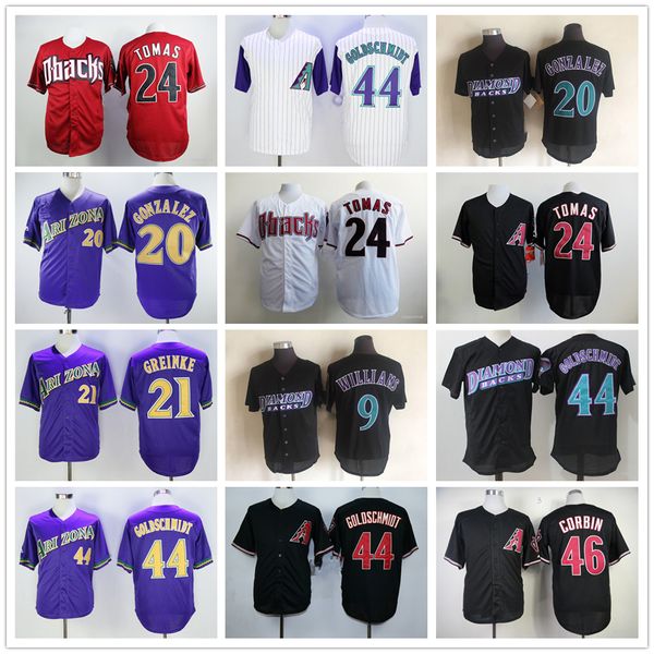 Retro-Baseball-Trikots Williams Luis Gonzalez Zack Greinke Yasmany Tomas Paul Goldschmidt Patrick Corbin Randy Johnson Größe S--6XL