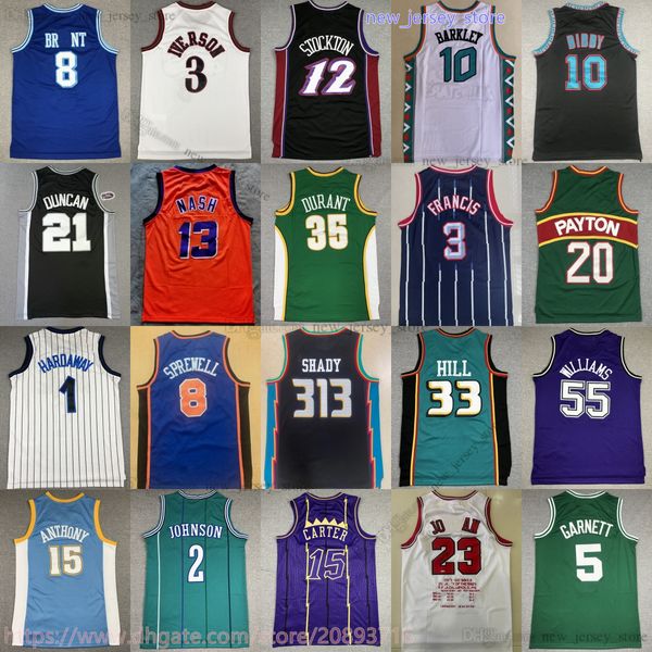 Classique rétro LeBron Basketball Allen Iverson Jersey Vince Carter Kevin Durant Penny Hardaway Tracy McGrady Dennis Rodman Jason Williams Alonzo Deuil Rose Nash