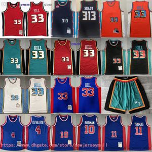 Shady 313 Eminem Classic Retro 1998-99 Basketbal 33 Grant Hill Jersey Throwback Vintage 4 Joe Dumars 10 Dennis Rodman 11 Isiah Thomas Jersey Ademend sportshirt