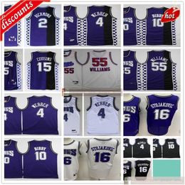rétro basket-ball demarcus 15 cousins maillots webber bibby stojakovic richmond jersey homme violet blanc noir pour taille sxxl