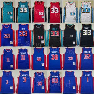 Maillot de basket-ball rétro Chauncey Billups 1 homme Vintage Ben Wallace 30 Richard Hamilton 32 Isiah Thomas 11 Dennis Rodman 10 Grant Hill 33 broderie Throwback