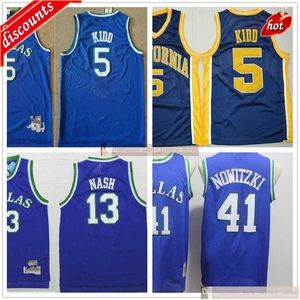 retro baloncesto dirk 41 nowitzki jerseys college jason 5 kidd jerseys azul steve 13 nash rojo para hombre de calidad