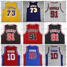 Maillot de basket rétro 73 Dennis 10 rouge jaune blanc Rodman 91 maillots de basket pour hommes maille Vintage cousu vêtements respirants