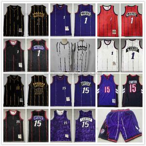 Retro Basketball Jerseys 1 Tracy 15 Vince McGrady Carter Hot Jersey Shorts Purple Blue Black 1998-99 1999-2000