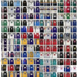 Retro basketbalshirts Iverson Pippen Rodman McGrady Garnett Malone Mutombo Bibby Stockton Kemp Payton Barkley Nash Vince Carter Gestikte shirts