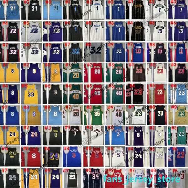 Maillots de basket-ball rétro West Cousins Chamberlain Ball Garnett Adebayo Johnson Michael Allen Iverson Scottie Pippen Dennis Rodman Bryant Bird James Muggsy Curry