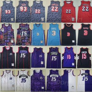 Retro basketbal Jimmy Butler Jersey 22 Man Vintage Vince Carter 15 Chris Paul Dwyane Wade 3 Shirt Throwback voor sportfans genaaid op atletische kleding van hoge kwaliteit