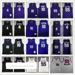 Retro Basketball Webber 10 Mike 4 Chirs Bibby Stojakovic 55 Jason 16 Peja Williams Blue blanc noir de haute qualité