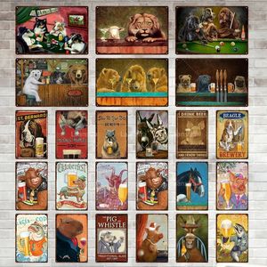 Retro bier tinnen bord dier en bierbrouwerij metalen posters retro muur plaques borden bar pub club woning decoratief ijzer schilderij 30x20cm w03