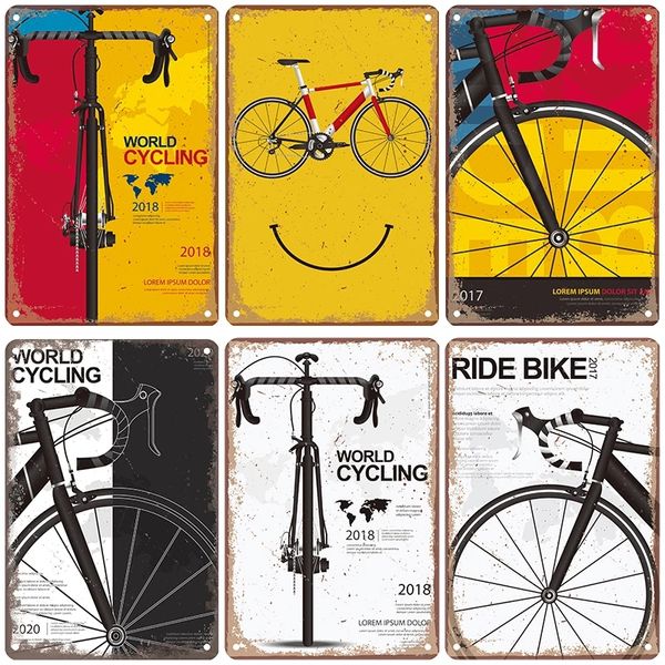 Cartel de placa de pintura de Metal de bicicleta Retro, carteles de Metal de ciclismo mundial Vintage, decoración de pared para garaje, Bar, Pub, 20cm x 30cm, Woo