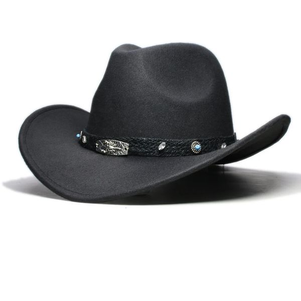 Retro Black Scorpion Band tricoté parentChild femmes hommes gamin laine largeur cowboy western chapeau cow-girl bowler cap 545761cm 240410