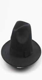 Chapeaux de feutre en laine noire rétro pour femmes hommes unisexes en feutre Fedora CHAPEURS AVEC BOW WIED Brim Sun Top Doms Performance Performance Hat10909268353845