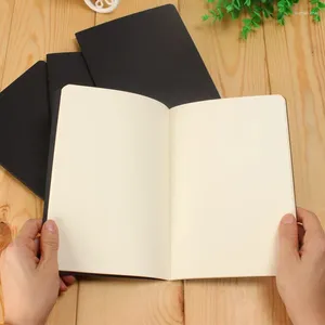 Retro Blank Paper Notebook Journal Sketchbook for Graffiti Painting Drawing Black Cover 88 Pages Office School Papenery