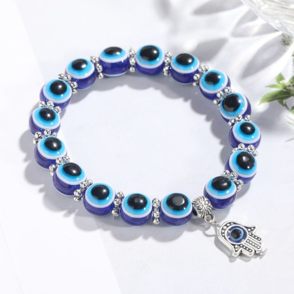 Rétro Blue Devil's Eye Perlé Brins Bracelet Pour Hommes Femmes Main de Fatima Lucky Bracelets Pendentif Accessoires Petit Cadeau Prix En Vrac
