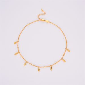 Retro Boheemian Simple Leaf Pendant Necklace Staped Choker Chain Women's Fashion High-End All-match sieraden Accessoires Geschenk