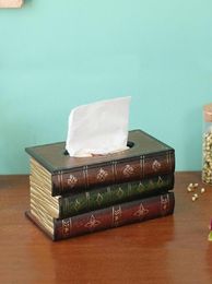 Boîte à mouchoirs de livre rétro boîte luxueuse Europe porte-serviettes en papier anneau de stockage de mouchoirs pour fournitures de décoration de bureau à domicile 3683205