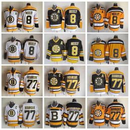 Rétro Boston Throwback Bruins Hockey 8 Cam Neely Jersey 77 Ray Bourque CCM 75 anniversaire Vintage Classic Team Couleur Noir Blanc Jaune Brea 91