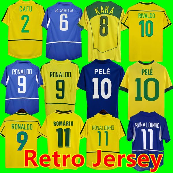 Maillots de football rétro Brasil maillot vintage ROMARIO RIVALDO BraziLS CARLOS Ronaldinho camisa de futebol 1998 2002 2024 Ronaldo KAKA 1957 70 78 91 93 94 97 2000 2006 PELE