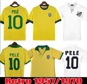 Camisetas de fútbol retro de Brasil # 10 PELE 1957 1970 Camiseta de fútbol SANTOS Brasil RONALDINHO
