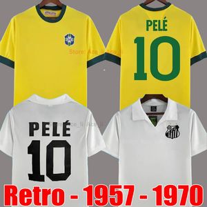 Camisetas de fútbol retro de Brasil # 10 PELE 1957 1970 1978 1991 1992 1994 1998 2002 2004 Camiseta de fútbol SANTOS Brasil RONALDINHO