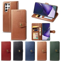 Hebilla retro Monedero Estuches de cuero Marco de fotos Ranuras para tarjetas para Samsung S21 FE S22 Plus S23 Ultra A13 A23 A33 A53 A73 A04E A03 Core A03S A02S A12 A22 A32 A52 A72 X Cover6 Pro