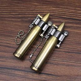 Retro Bullet Slijpschijf Kerosine Lichter Metalen Sleutelhanger Aanstekers Sigaar Roken Accessoires Gadget Voor Man Gift