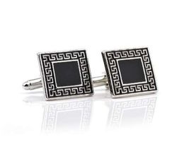 Retro Business Black Square Men Shirt French Cuffe Links Button Jewelry Accessoires Fashion Wedding Men Cuff Links Gift for père9782467