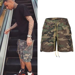 Retro camouflage merchandise shorts heren drieweg aangepaste zakken militaire shorts hiphop straatkleding volledig gematchted casual shorts 240511