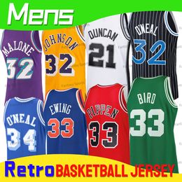 Retro Carter Johnson McGrady Basketbal Jersey 32 Shaquille ONeal 34 Penny Gary Payton Pippen Abdul-Jabbar 33 Bird Green Classic Mens Basketbal Jerseys Gestikt