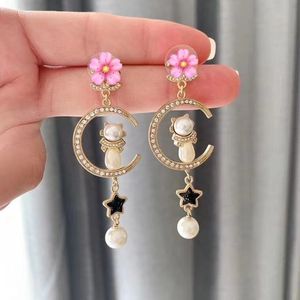 Boucles d'oreilles de chat de canal designer!Boucle d'oreille de mode pour les femmes amateurs de mariage de fête bijoux de cadeaux avec sac de flanelle