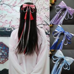 Retro Chinese stijl bowknot linten hoofdtooi haarspeld vrouwen hanfu kwastjes hoofddeksel haaraccessoires kinder haarclip