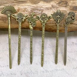 Retro Chinese Style sculpté de canard mandarin Hair Stick Femmes Bronze Creux Lovers Flower Hairpins Ancient Bookmark Noble Bijoux