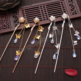 Rétro Style chinois cristal Long gland étape secouer épingles à cheveux Clips bâtons de cheveux mariée fête de mariage bijoux de cheveux casque