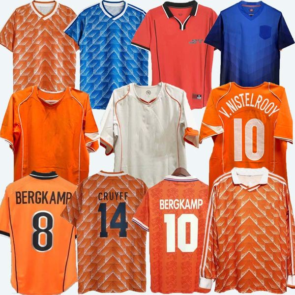 Retro Classic 1988 1996 1998 2000 2002 2004 2008 2014 Jerseys de fútbol Holland Sneijder Robben V.Persie Bergkamp Cruyff Gullit Van Basten V.Nistelrooy Camisa de fútbol