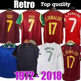 Retro klassieker 1998 1999 RONALDO voetbalshirts 2000 2002 2004 2006 2012 16 18 Portugal PAULETA RUI COSTA FIGO J.MOUTINHO NANI PEPE QUARESMA Portugieser voetbalshirt