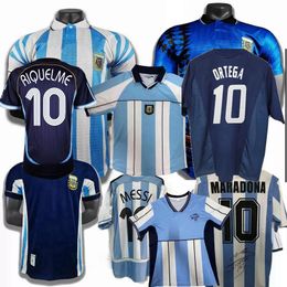 Retro klassieke Argentinië nationale team voetbalshirts 1994 1996 1998 2000 2001 2002 2006 2010 18 ORTEGA MARADONA CRESPO BATISTUTA RIQUELME SIMEONE voetbalshirt